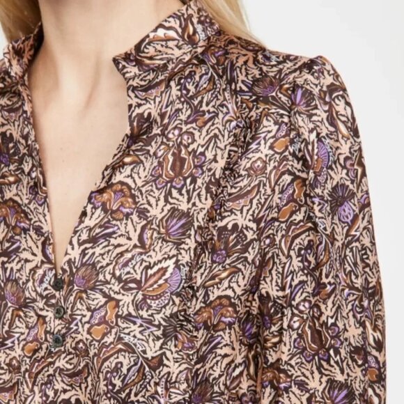 Zadig & Voltaire Rowdy Satin Thorn Asymmetric Midi Dress Boho Parisian Size L - Picture 2 of 11